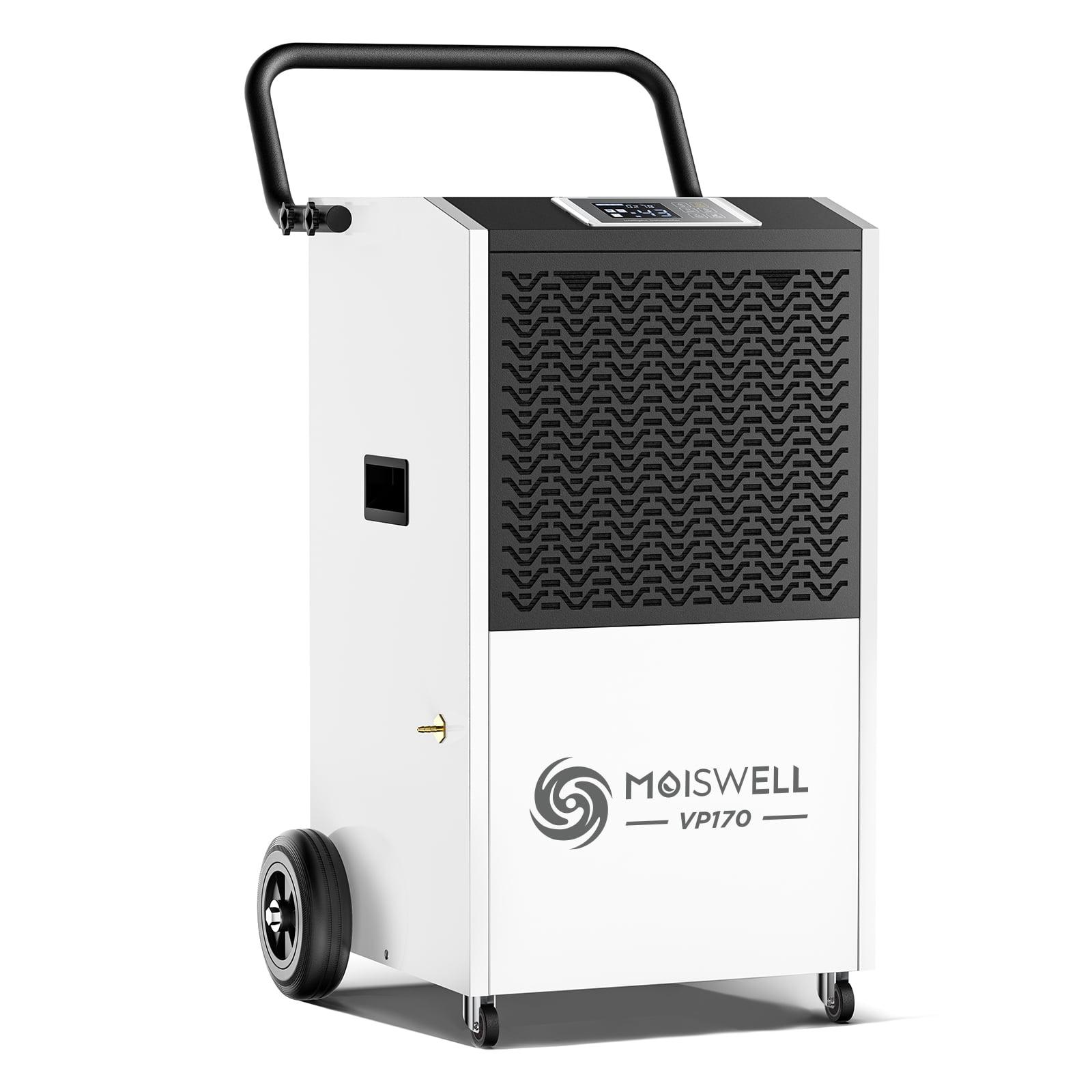 Moiswell 170 Pints Commercial Dehumidifier with Pump and Drain Hose - Ideal for Industrial Site, Basements, Water Damage Unit for Large Spaces up to 7,500 Sq Ft - Auto Defrost, Memory Starting