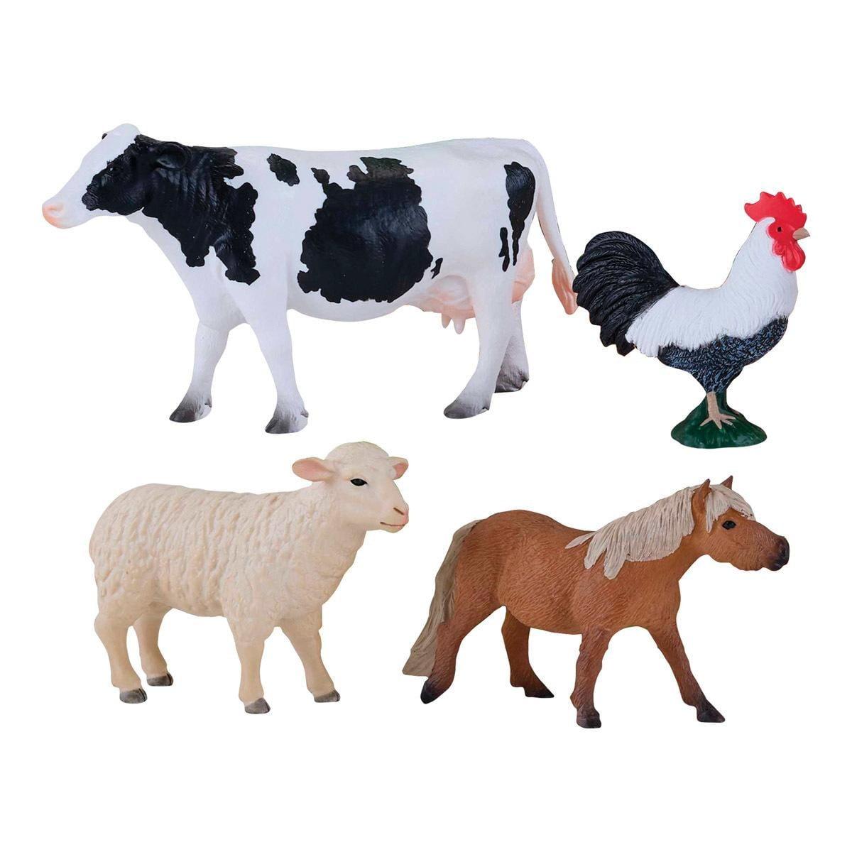 Hand-Painted Farm Animal Toy Set with 4 Pieces