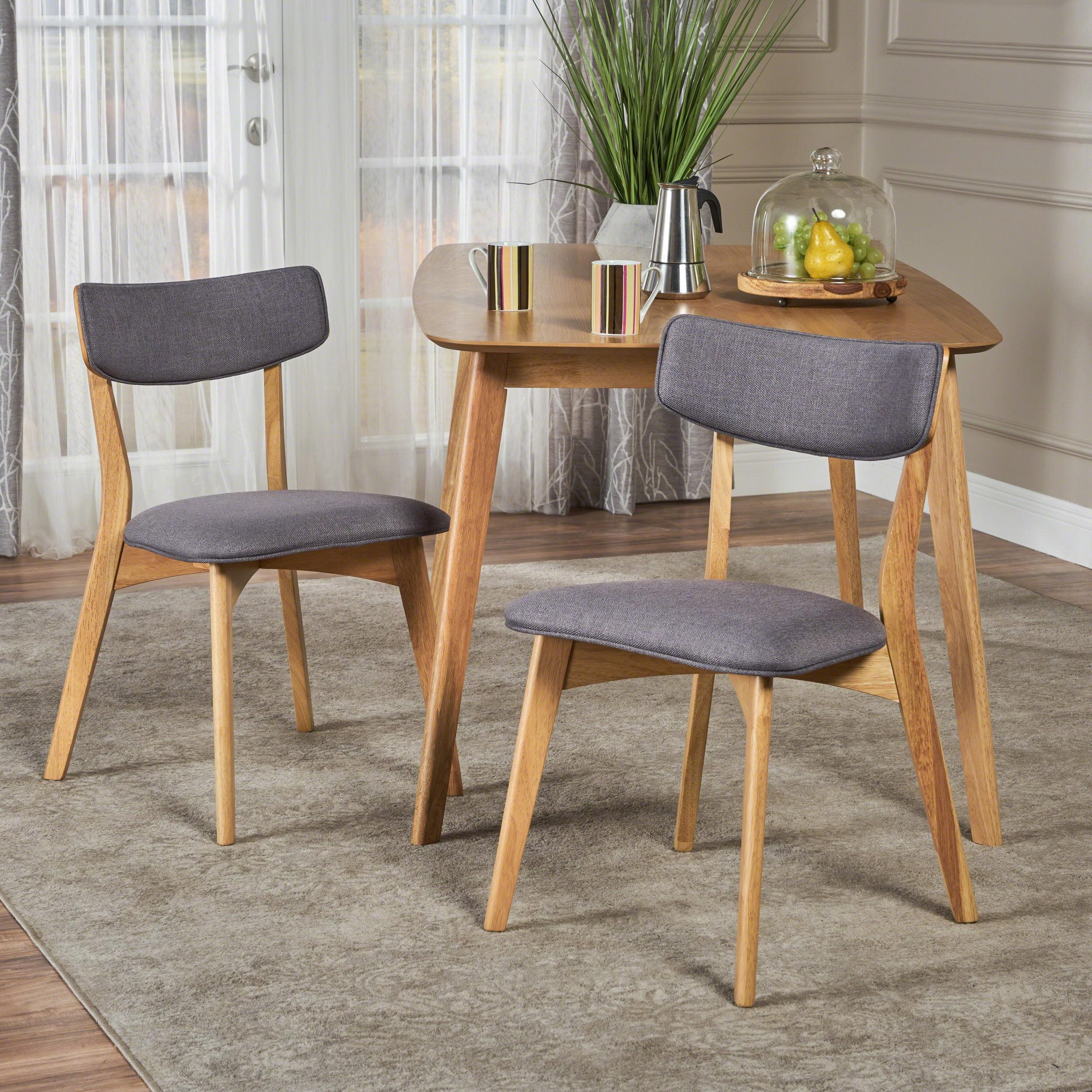 Molly Mid Century Modern Dining Chairs with Rubberwood Frame (Set of 2)