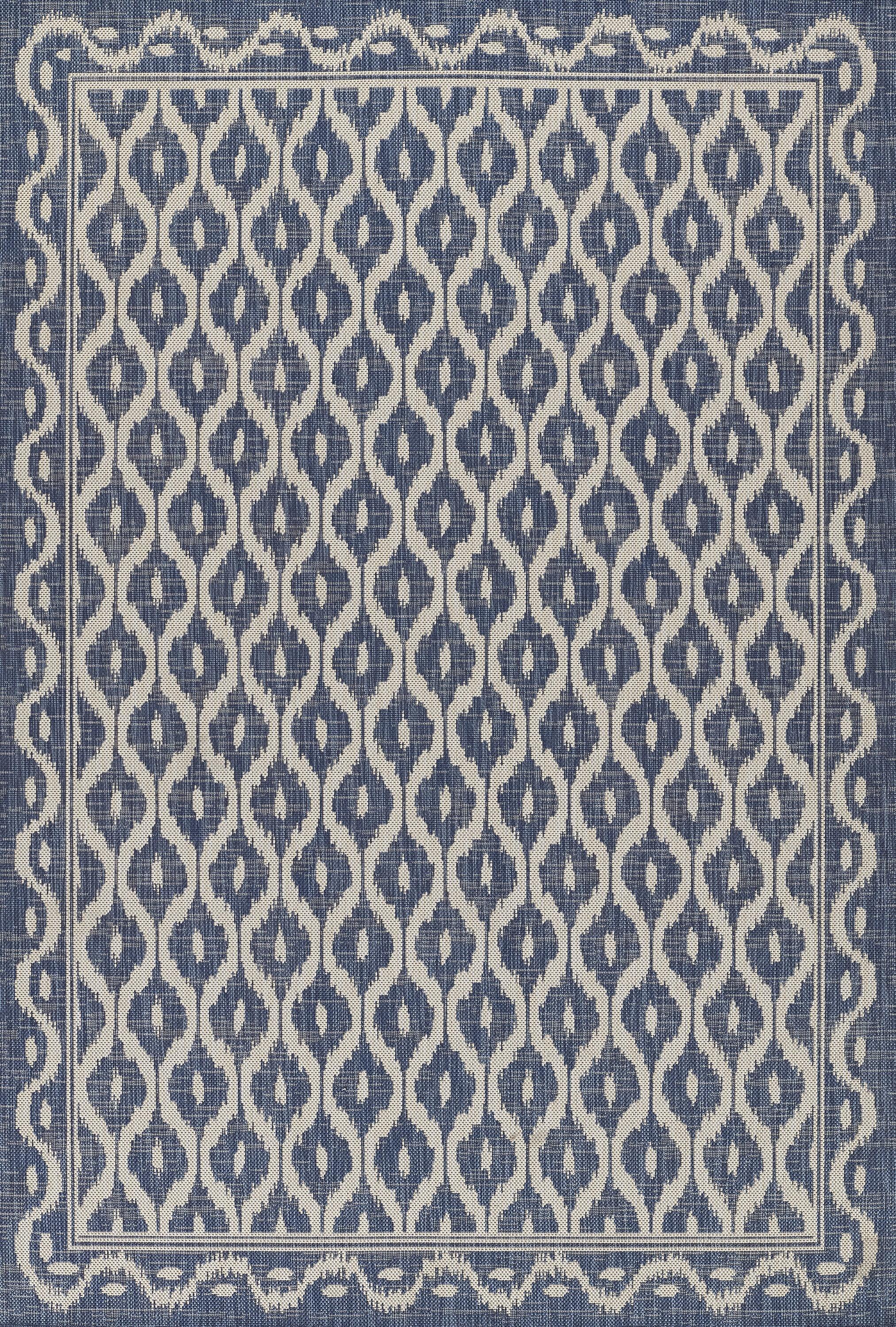 Riviera Breeze Blue Geometric Flatweave 8' x 10' Rug