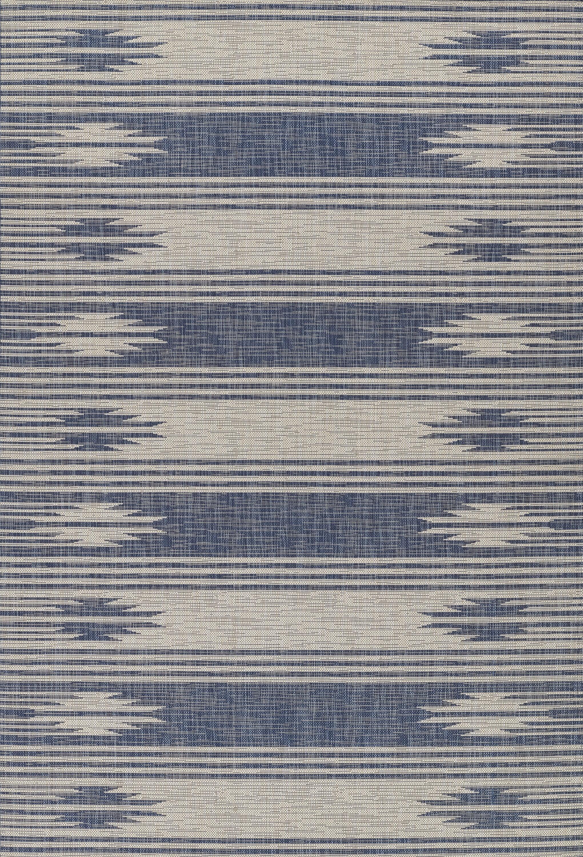 Blue Geometric 8' x 10' Stain-Resistant Synthetic Rug