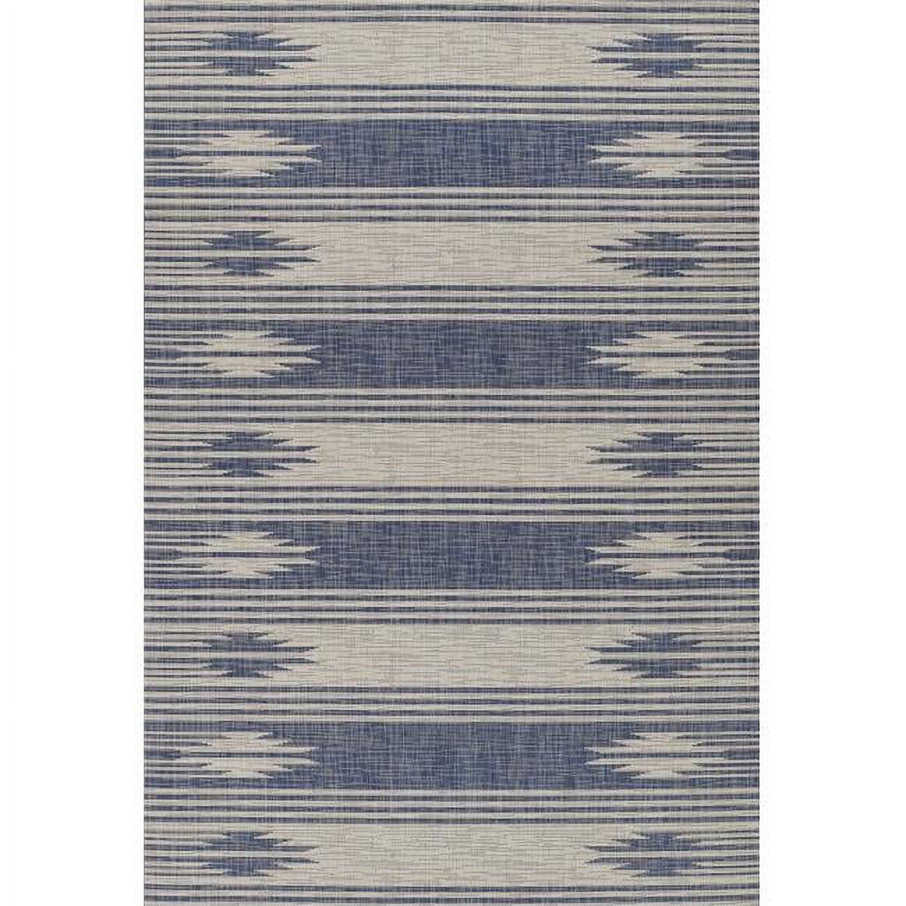 Breezy Blue Geometric 9' x 12' Washable Synthetic Rug