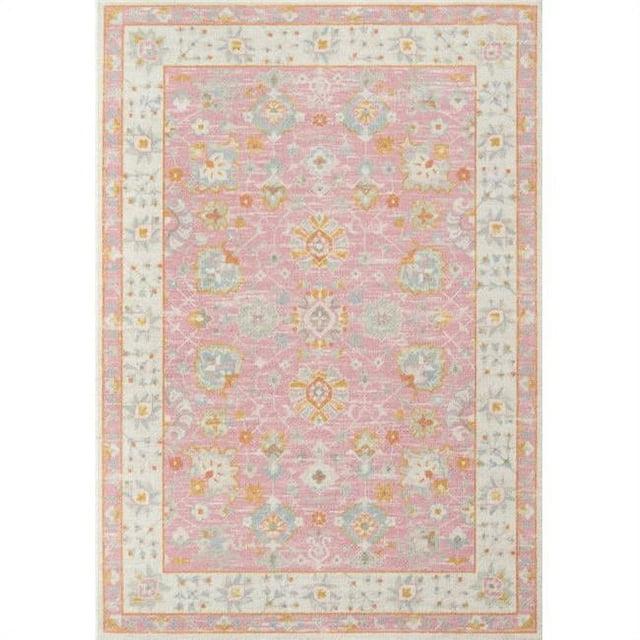 6'6"x9' Anatolia Riylnn Area Rug Pink - Momeni: Wool & Nylon, Bohemian Floral, Low Pile, Machine Made, Indoor Use