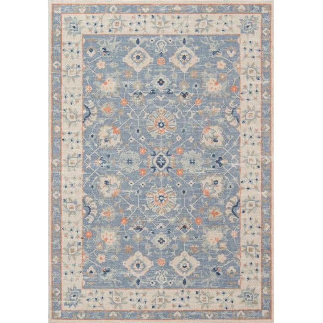 Serene Medallion 63'' Blue Wool Blend Rectangular Area Rug