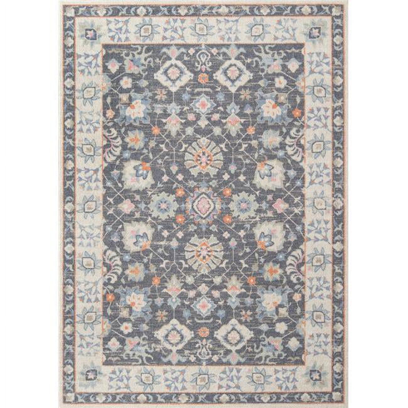 Momeni 3'3"x5' Anatolia Mae Medallion Machine Loomed Area Rug Charcoal Gray: Classic Pattern, Wool & Nylon, Low Pile