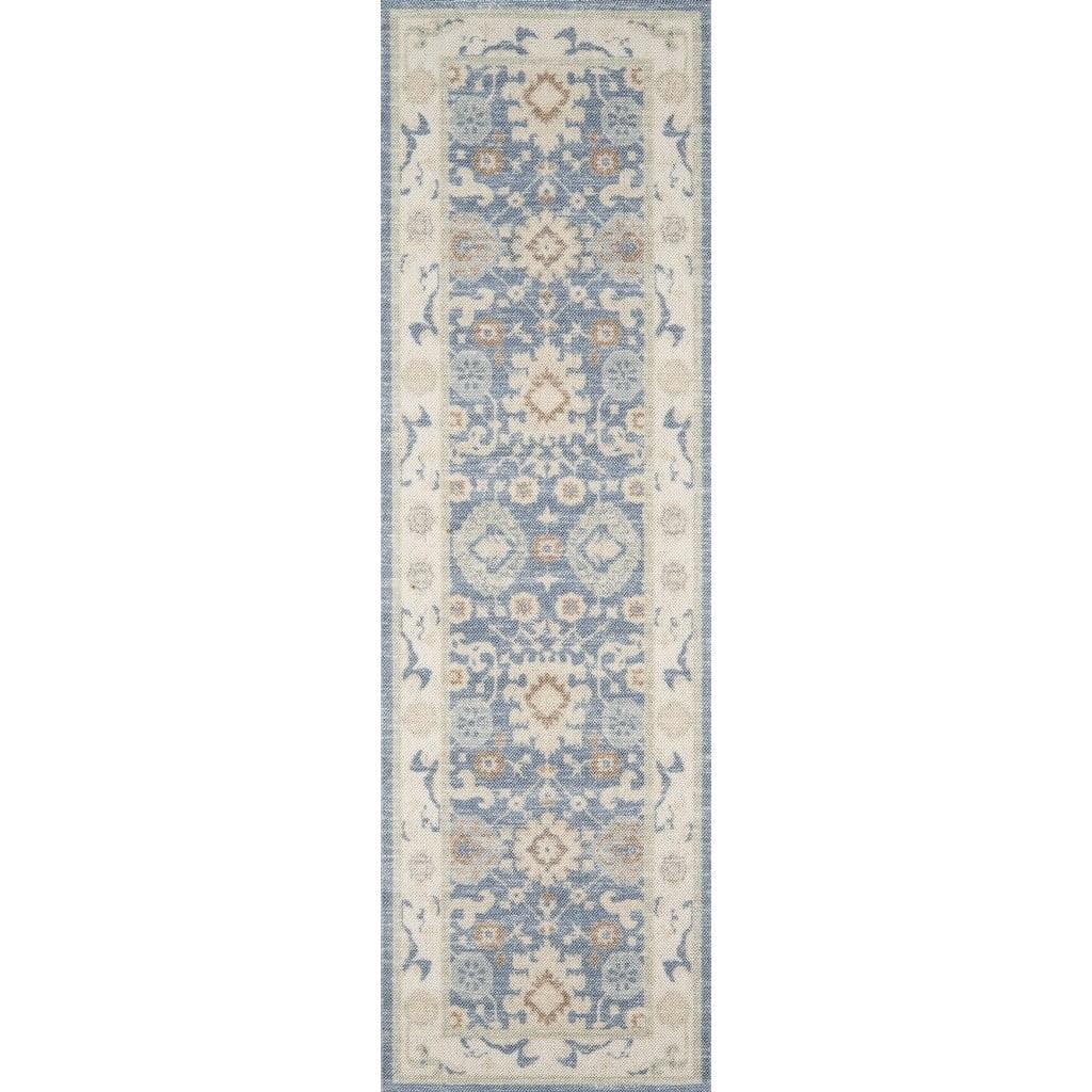 2'3"x7'6" Floral Loomed Runner Rug Light Blue - Momeni