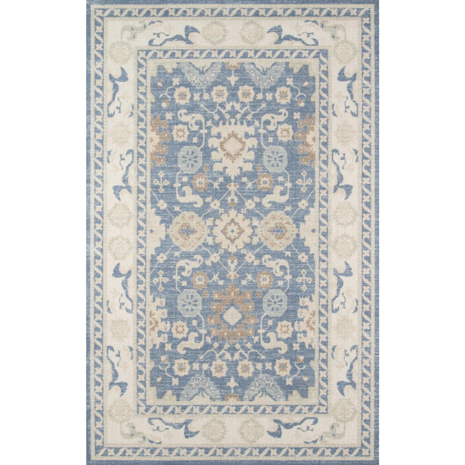 2'x3' Floral Loomed Accent Rug Light Blue - Momeni: Traditional Wool & Nylon Botanical Design, Low Pile, Indoor Use