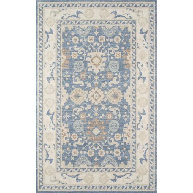 Momeni 6'6"x9' Anatolia Kylee Medallion Machine Loomed Area Rug Light Blue: Wool & Nylon, Low Pile, Indoor Use