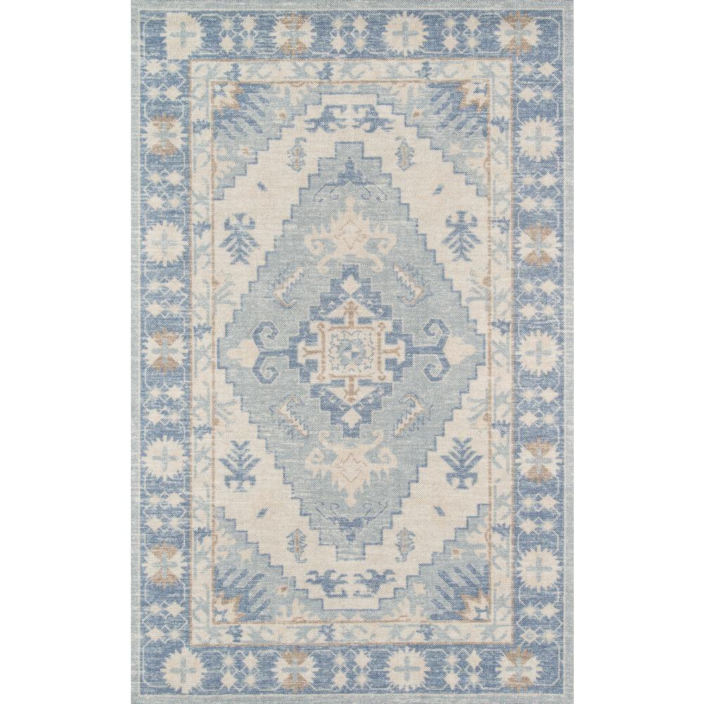 Momeni Anatolia Wool and Nylon Machine Made Blue Area Rug 5'3" X 7'6"