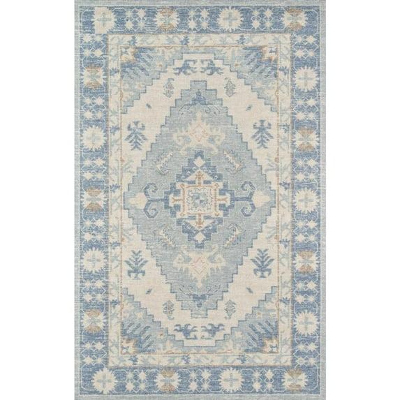 Momeni Anatolia Alfombra de Área Azul Hecha a Máquina de Lana y Nailon 5'3" X 7'6"