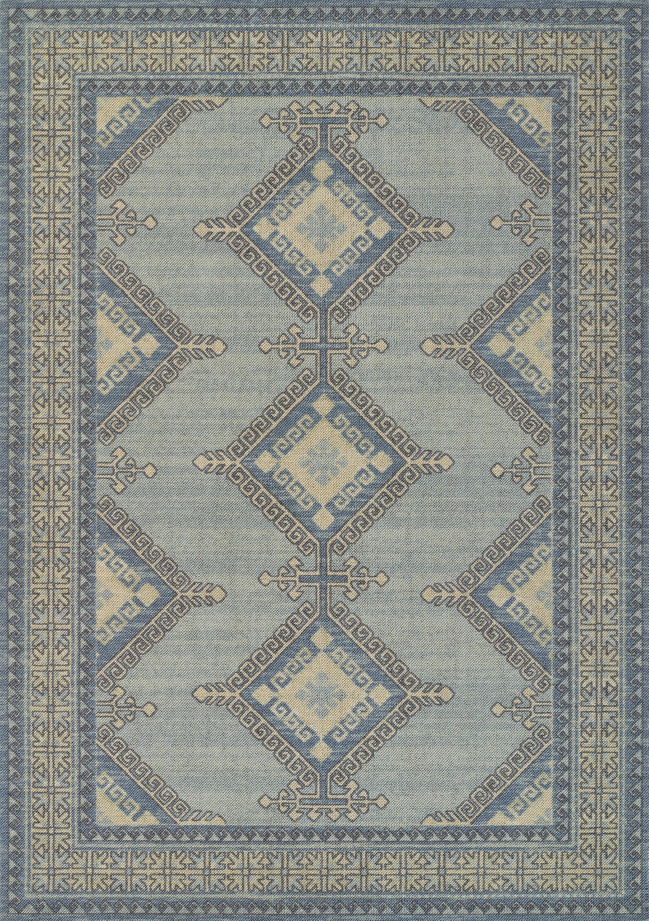 Momeni 6'6"x9' Anatolia Kez Medallion Machine Loomed Area Rug Blue: Wool & Nylon, Low Pile, Indoor Classic Rectangle Rug