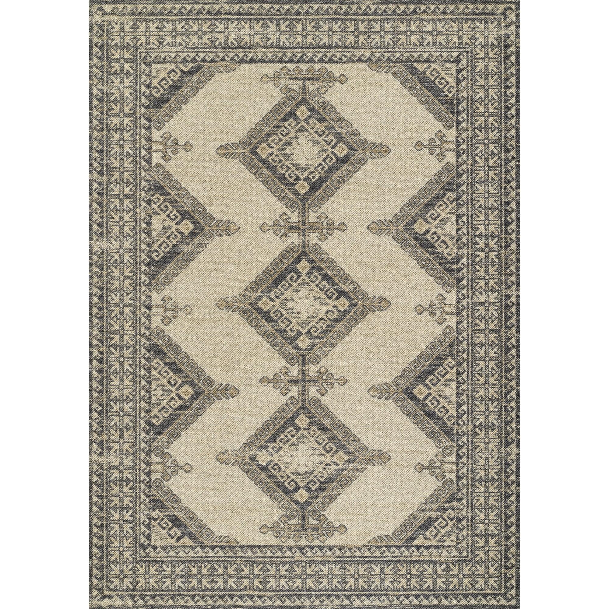 Momeni 2'x3' Anatolia Kez Medallion Machine Loomed Accent Rug Charcoal Gray: Wool & Nylon, Low Pile, Indoor Use