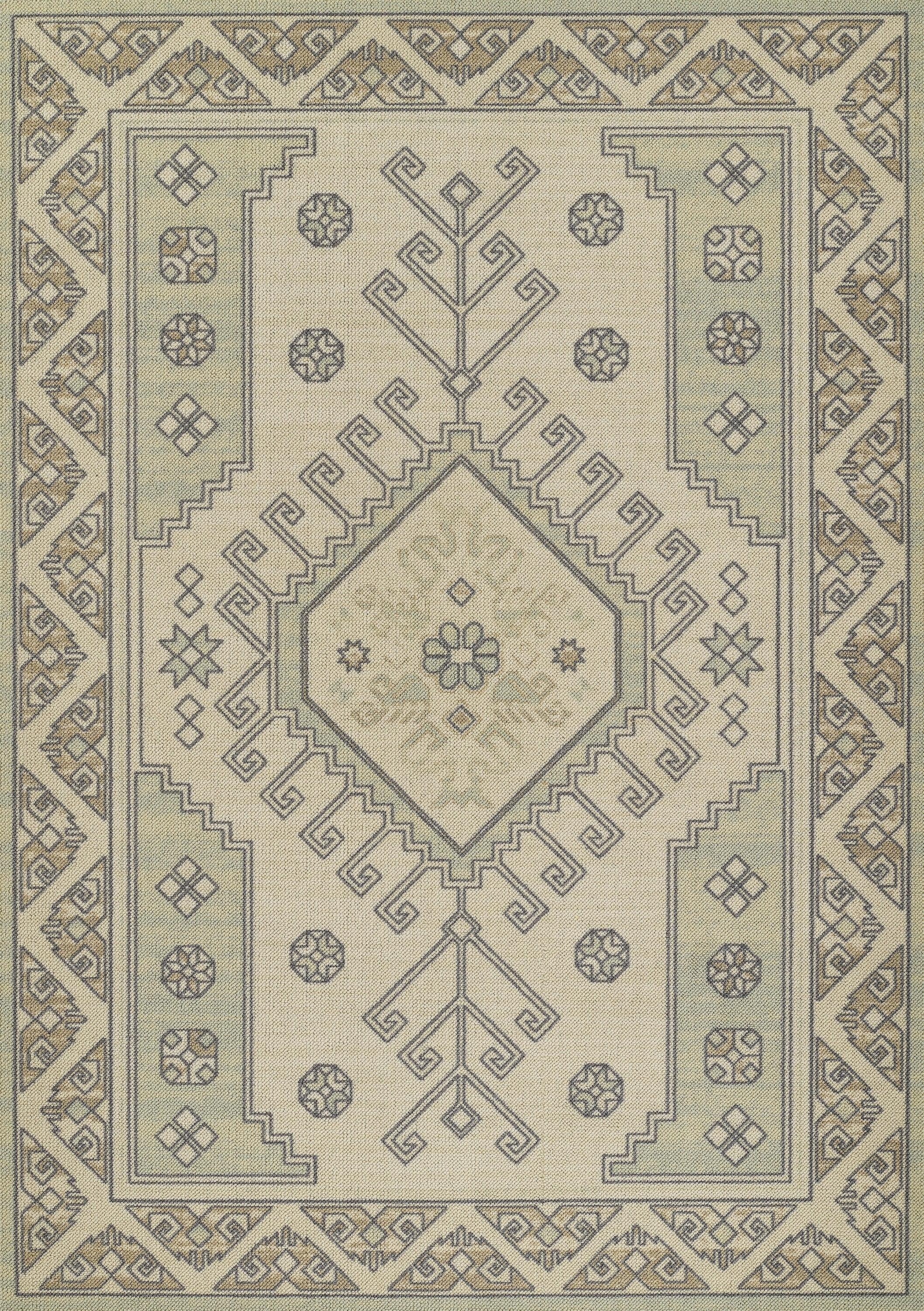 Momeni 2'x3' Anatolia Sylm Medallion Machine Loomed Accent Rug Sage Green: Wool & Nylon, Low Pile, Indoor Classic Pattern