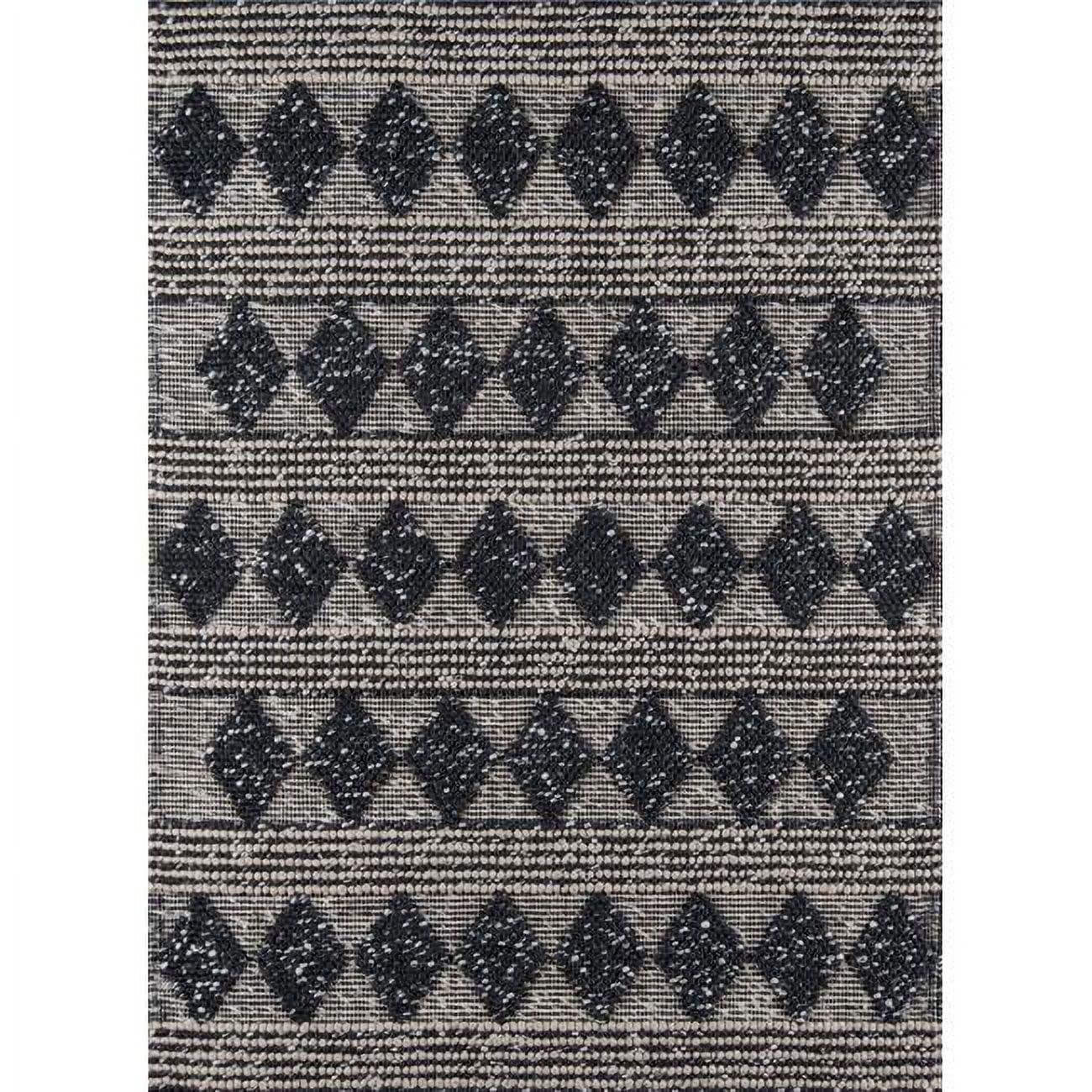Gray Geometric Tufted Wool and Viscose Area Rug 8' x 10'