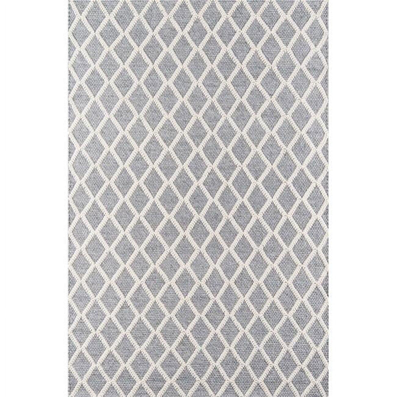 Momeni  Andes Hand-woven Wool and Viscose Trellis Area Rug Grey 3' x 5' Viscose,Wool Geometric,Trellis 3' x 5' Indoor Ivory Rectangle