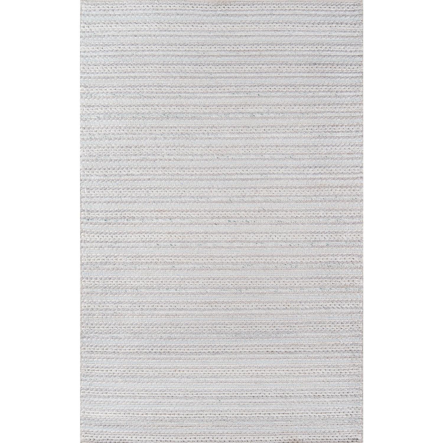 Gray Striped 6' x 9' Handmade Wool and Viscose Rug