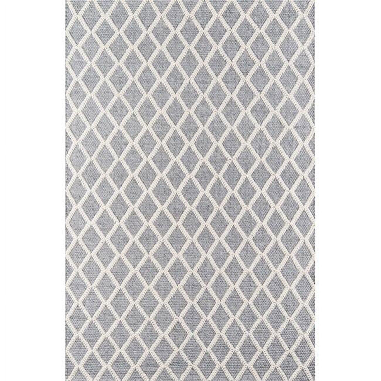 Gray and White Hand-Tufted Wool and Viscose Area Rug, 3' x 5'