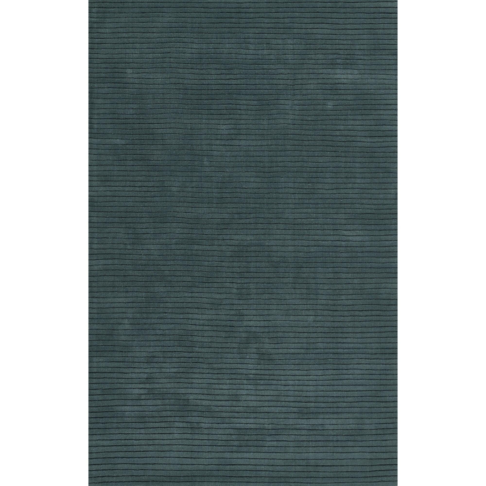 Momeni 2'6"x8' Asher Solid Handloomed Runner Rug Blue: Wool, Medium Pile, Indoor, Handmade, Cotton Backing