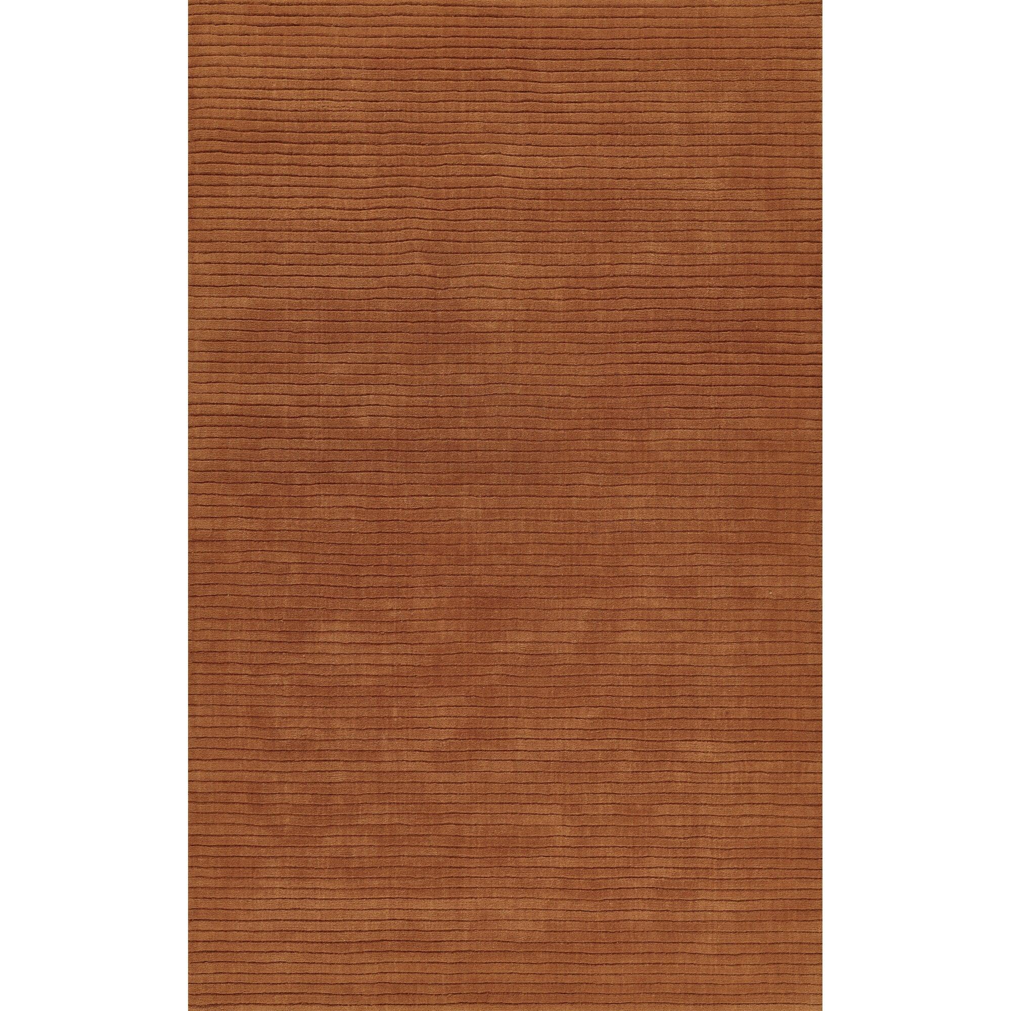 Momeni 5'x8' Asher Solid Handloomed Area Rug Rust: Wool, Medium Pile, Handmade, Indoor Use, Cotton Backing