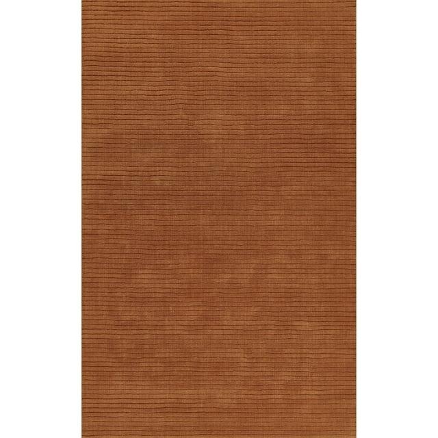 Momeni 5'x8' Asher Solid Handloomed Area Rug Rust: Wool, Medium Pile, Handmade, Indoor Use, Cotton Backing