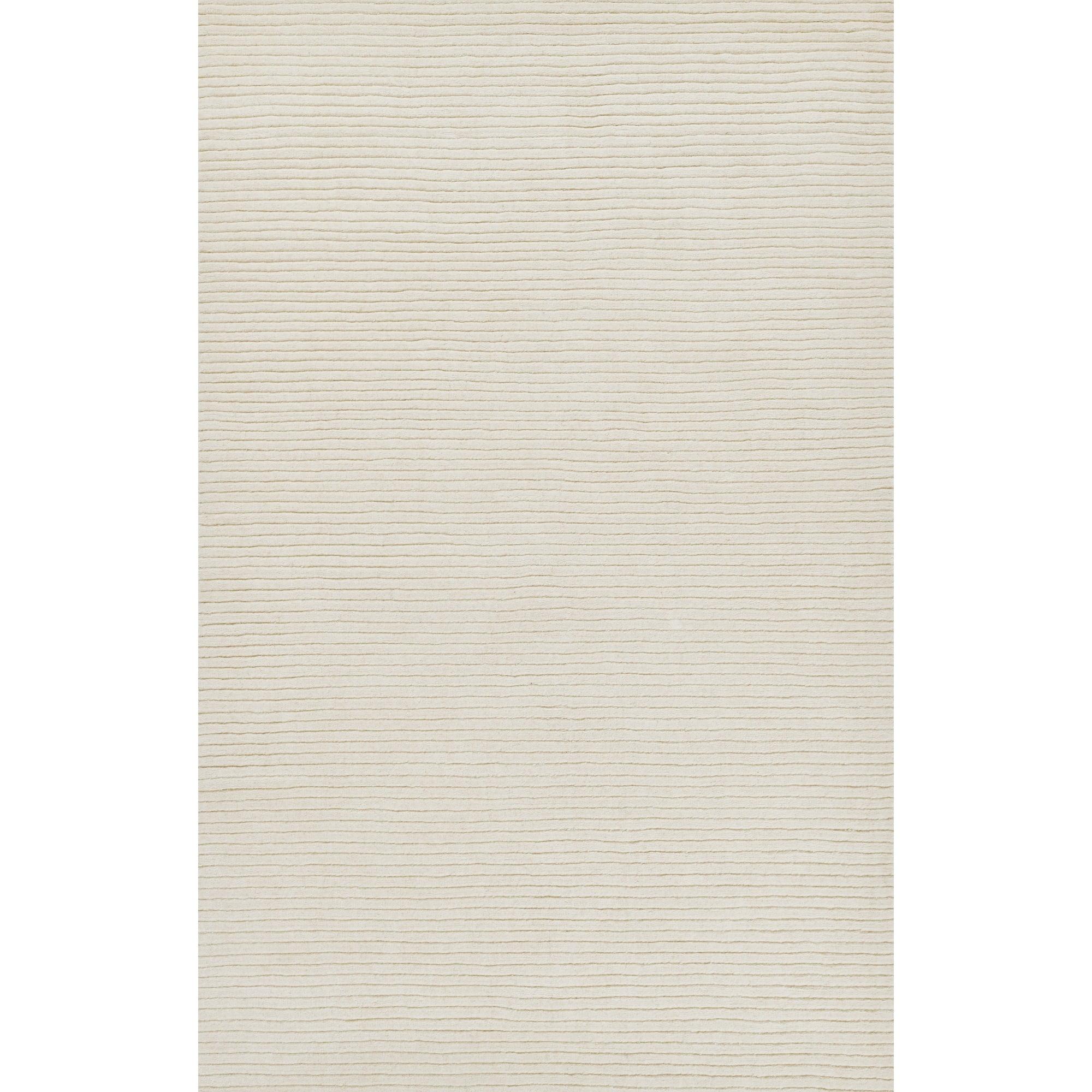 Momeni 5'x8' Asher Solid Handloomed Area Rug White: Wool, Medium Pile, Handmade, Indoor, Rectangle, Cotton Backing