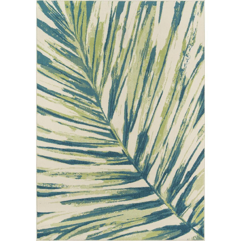 Momeni Baja Palm Leaf Area Rug, 6 ft 7 in x 9 ft 6 in, Green