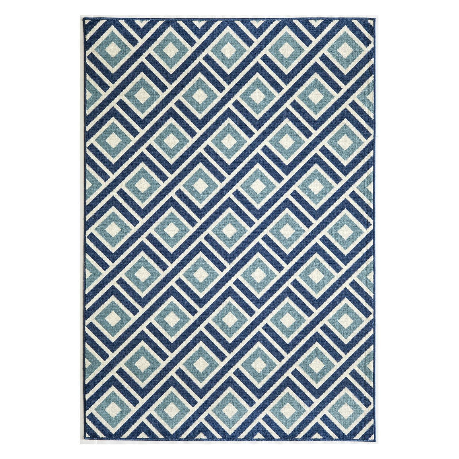 Indoor/Outdoor Blue Squares Rug