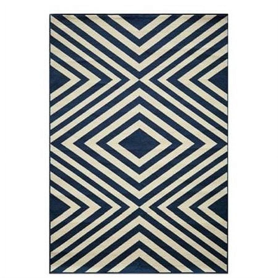Navy Indoor/Outdoor Geometric Rug