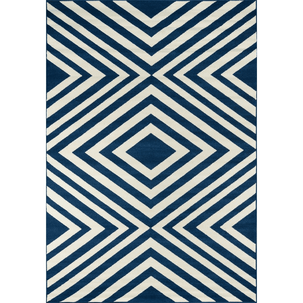 Navy Indoor/Outdoor Geometric Rug