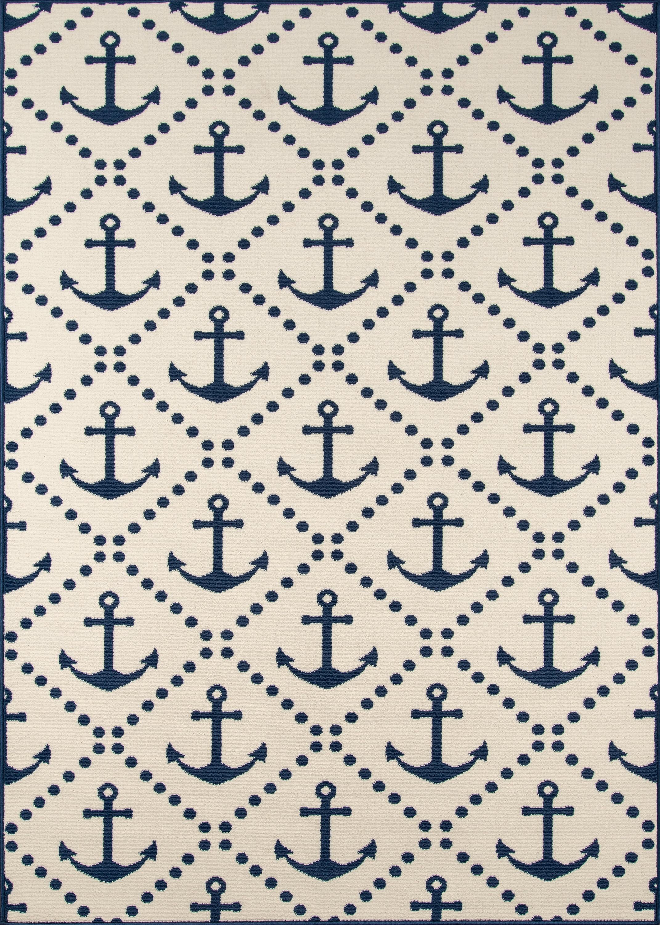 Ivory Nautical Charm 5'3" x 7'6" Synthetic Area Rug