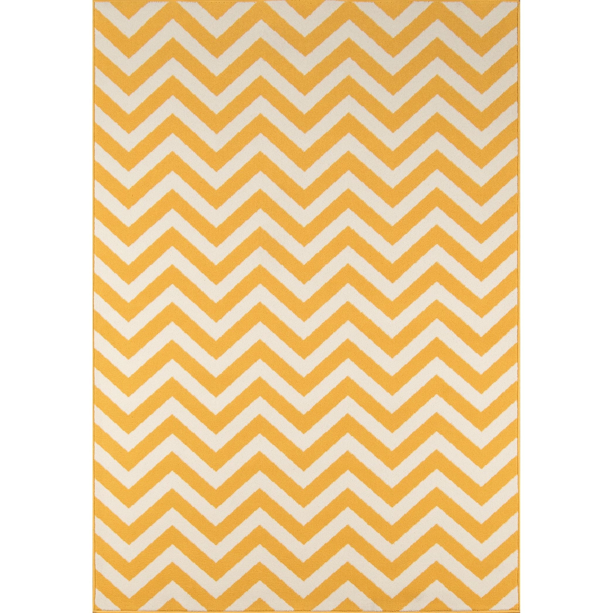 Transitional - Contemporary & Modern - Indoor & Outdoor - Striped Baja Egyptian Regional Machine Made Area Rug - Yellow - 1 ft. 8 in. x 3 ft. 7 in.