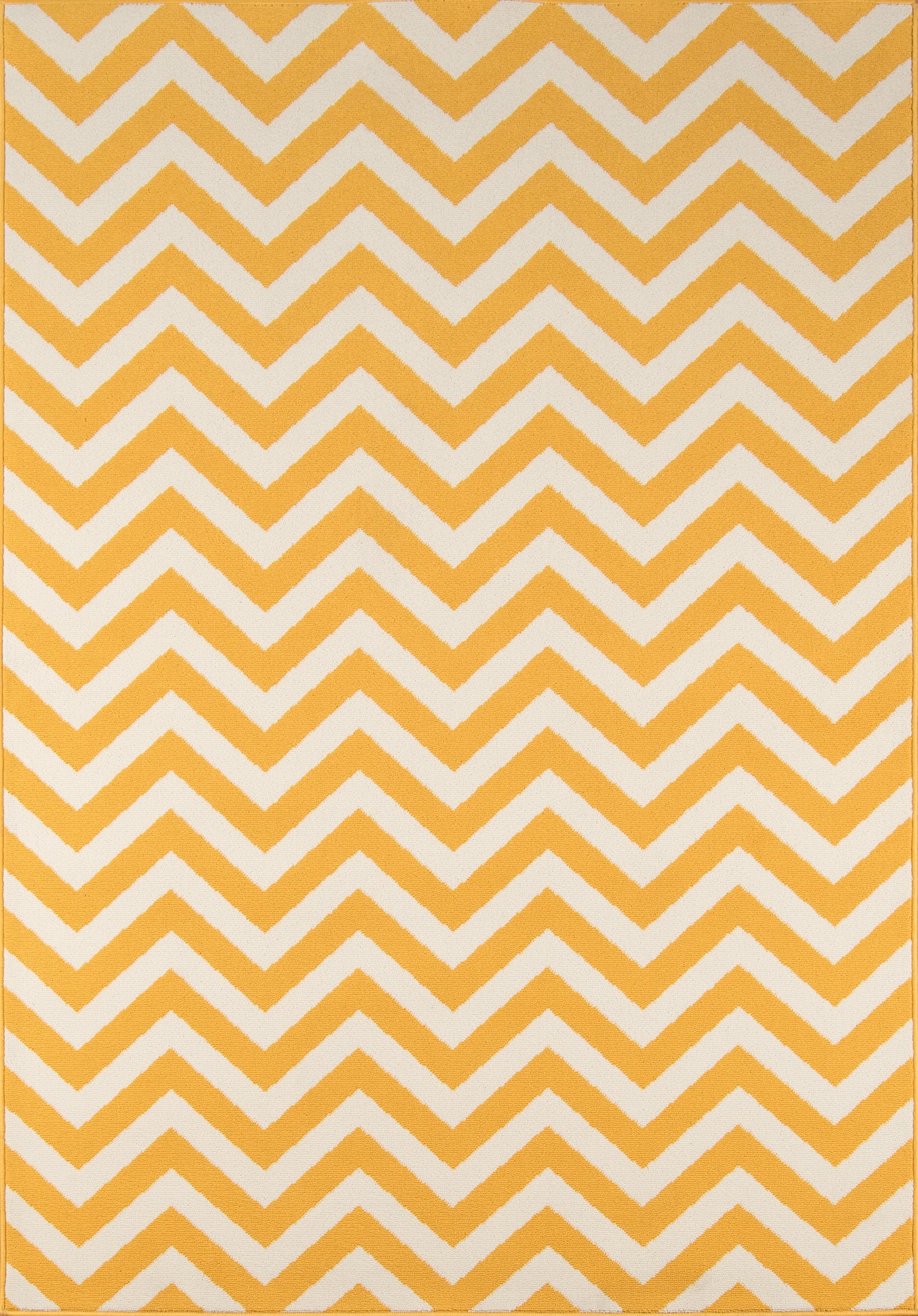 Transitional - Contemporary & Modern - Indoor & Outdoor - Striped Baja Egyptian Regional Machine Made Area Rug - Yellow - 1 ft. 8 in. x 3 ft. 7 in.