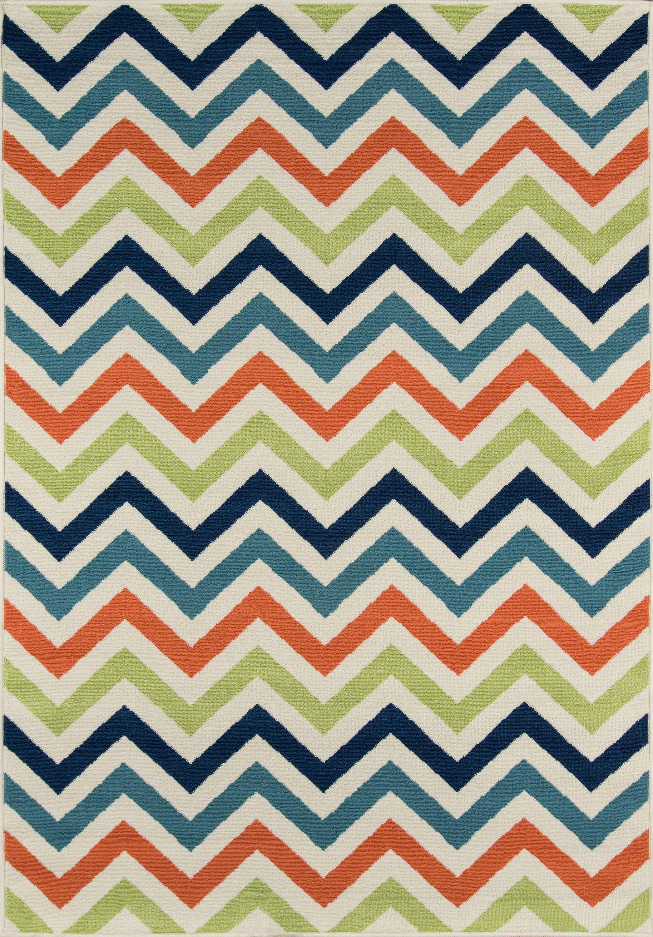 Vibrant Stripes Multicolor Synthetic 3'11" x 5'7" Indoor/Outdoor Rug