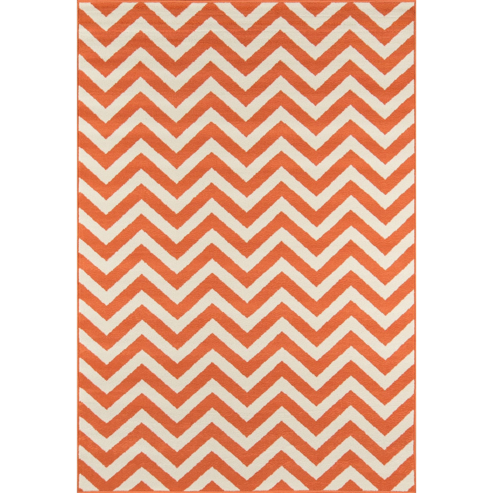 Momeni  Baja Chevron Indoor Outdoor Rug Orange 2'3" x 4'6" Graphic, Geometric, Chevron 2' x 3' Accent, Outdoor, Indoor Entryway, Kitchen, Patio Ivory