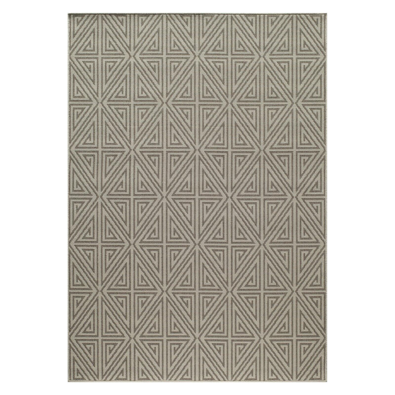 Taupe Geometric Easy-Care Rectangular Synthetic Rug 5'3" x 7'6"