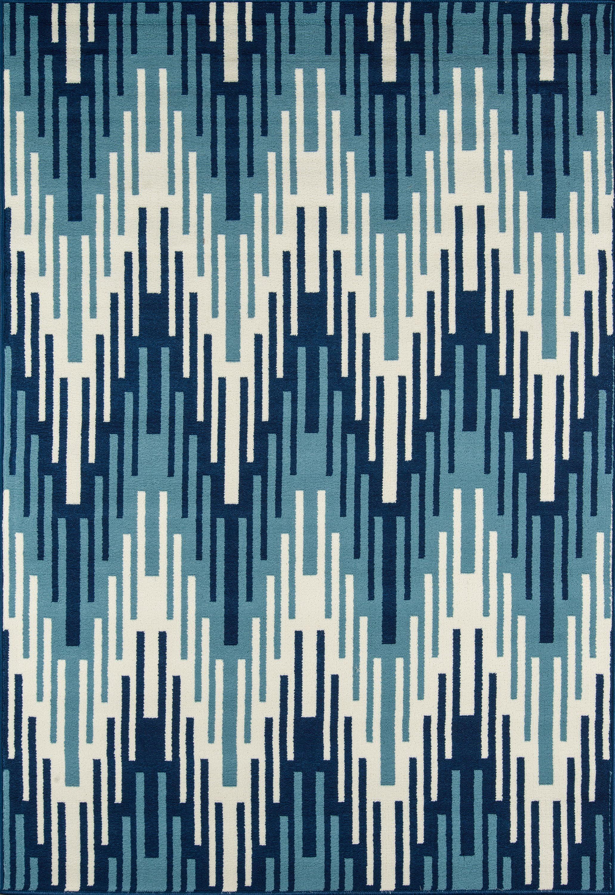 Baja Blue and White Chevron 2'x3' Synthetic Area Rug