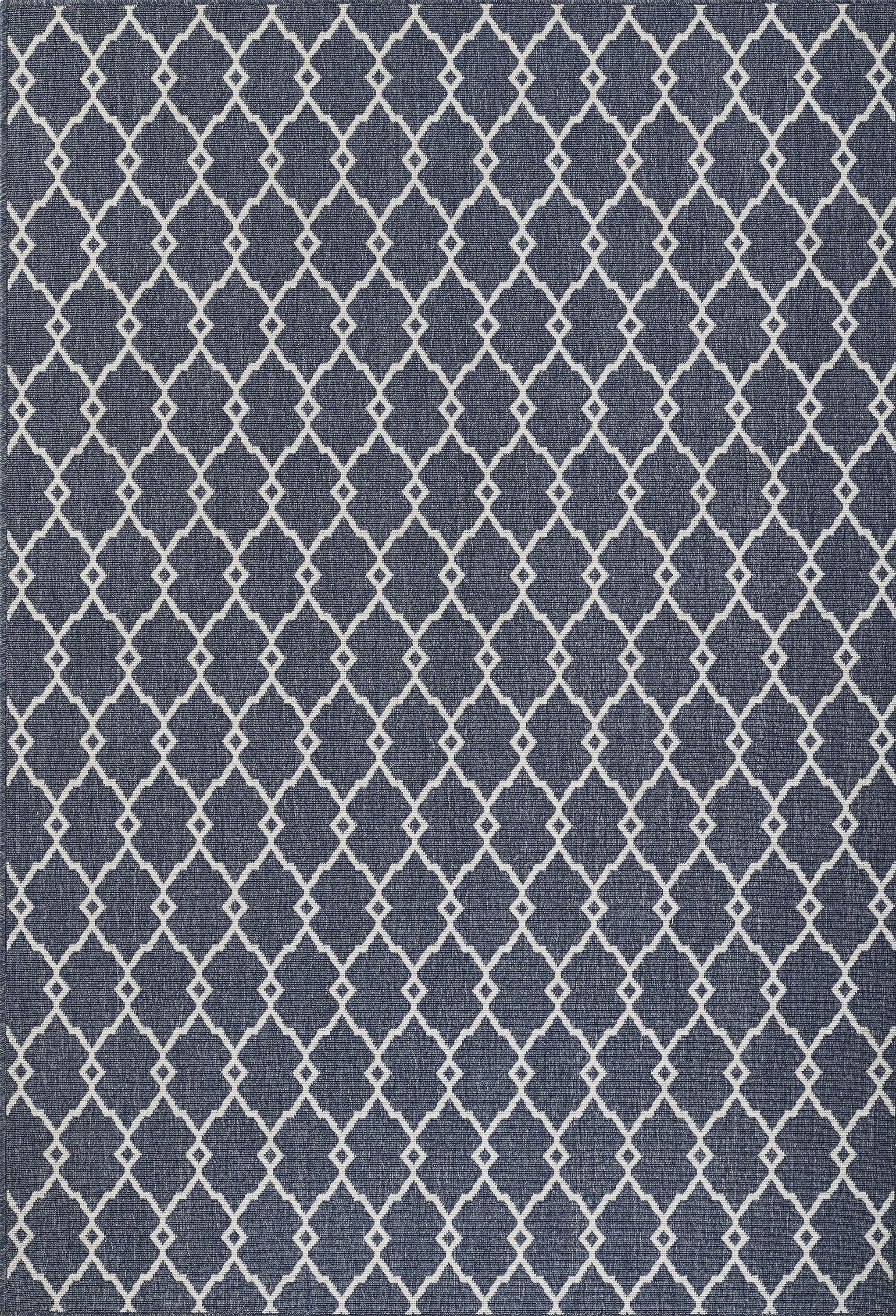 Momeni Baja Geometric Denim Indoor Outdoor Rug 6'7" X 9'6"