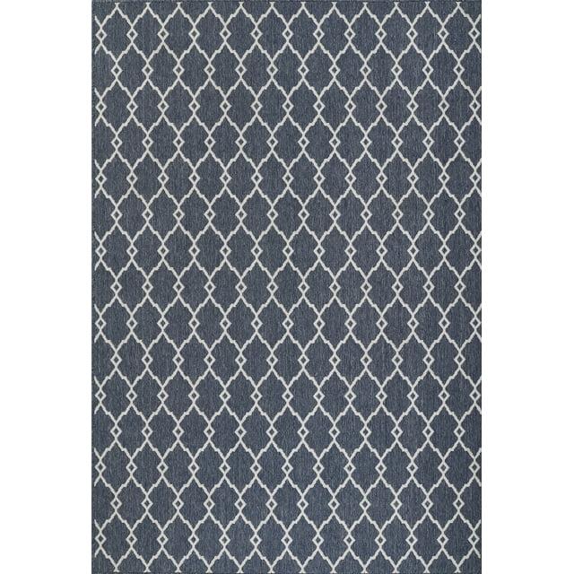 Momeni Baja Geometric Denim Indoor Outdoor Rug 6'7" X 9'6"