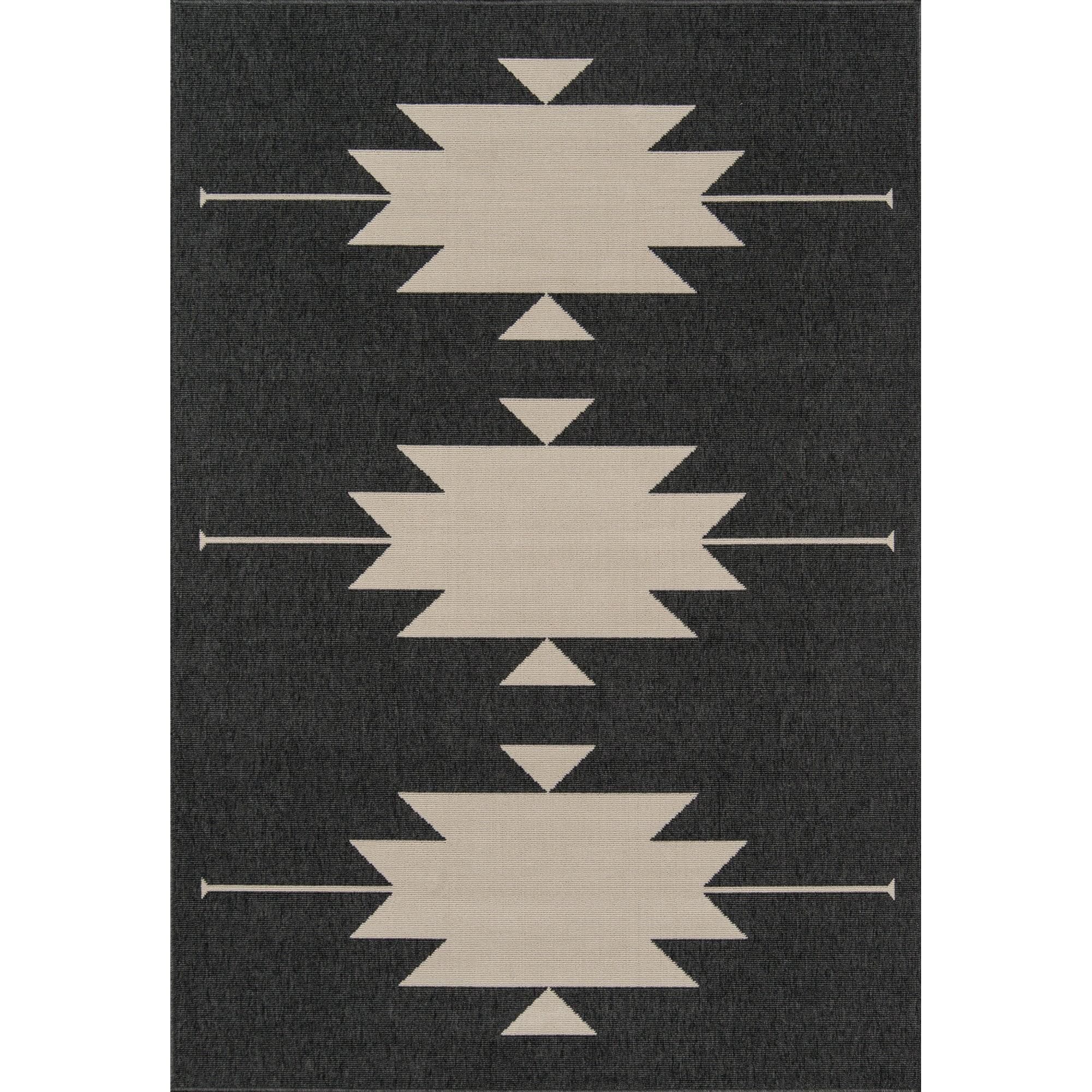 Baja Charcoal 20" Rectangular Indoor-Outdoor Geometric Rug