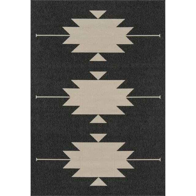 Genesis Southwestern Charcoal/Cream Indoor / Outdoor Area Rug