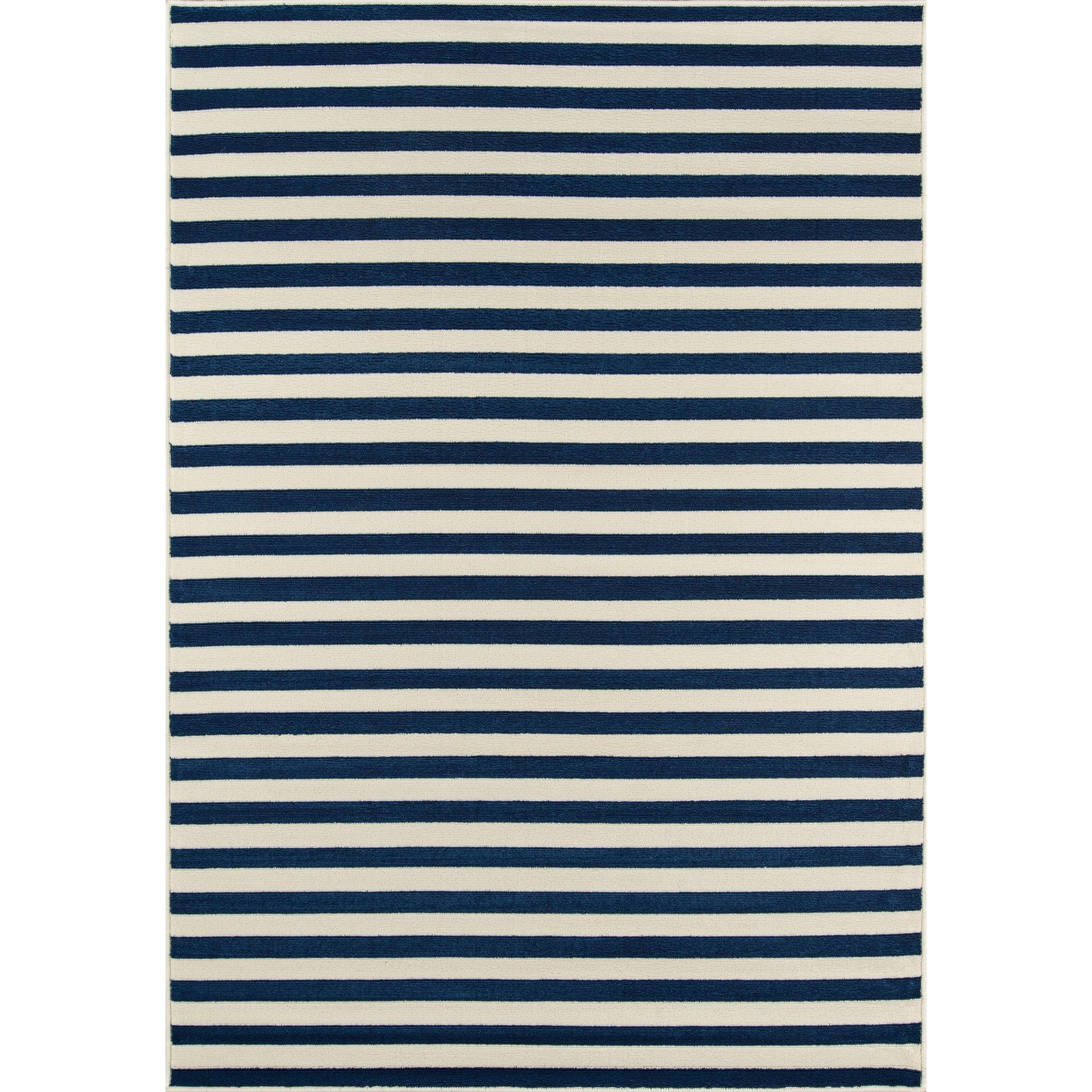 Momeni  Baja Stripe Indoor Outdoor Rug Navy 3'11" x 5'7" 4' x 6' Outdoor, Indoor Rectangle
