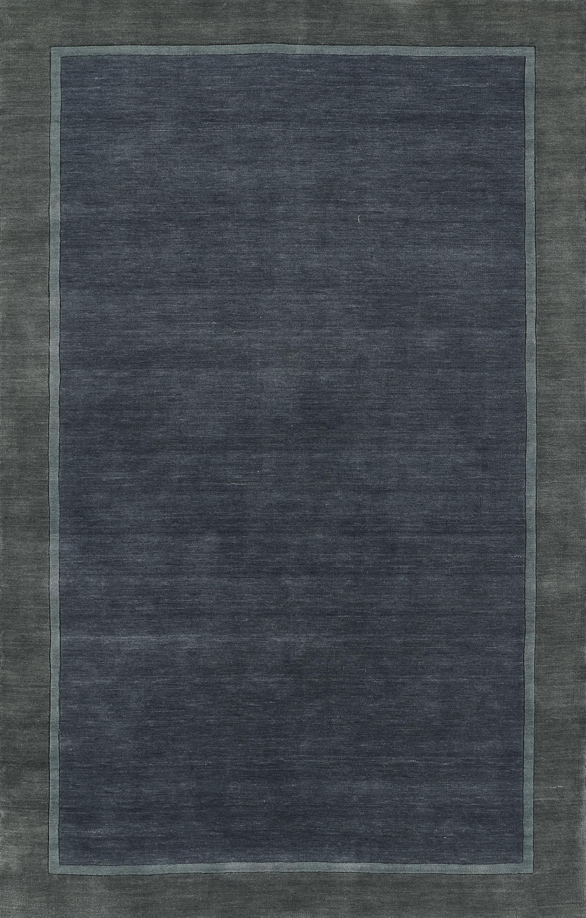 Beckton Handmade Solid Blue Wool Rectangular Rug 5' x 8'