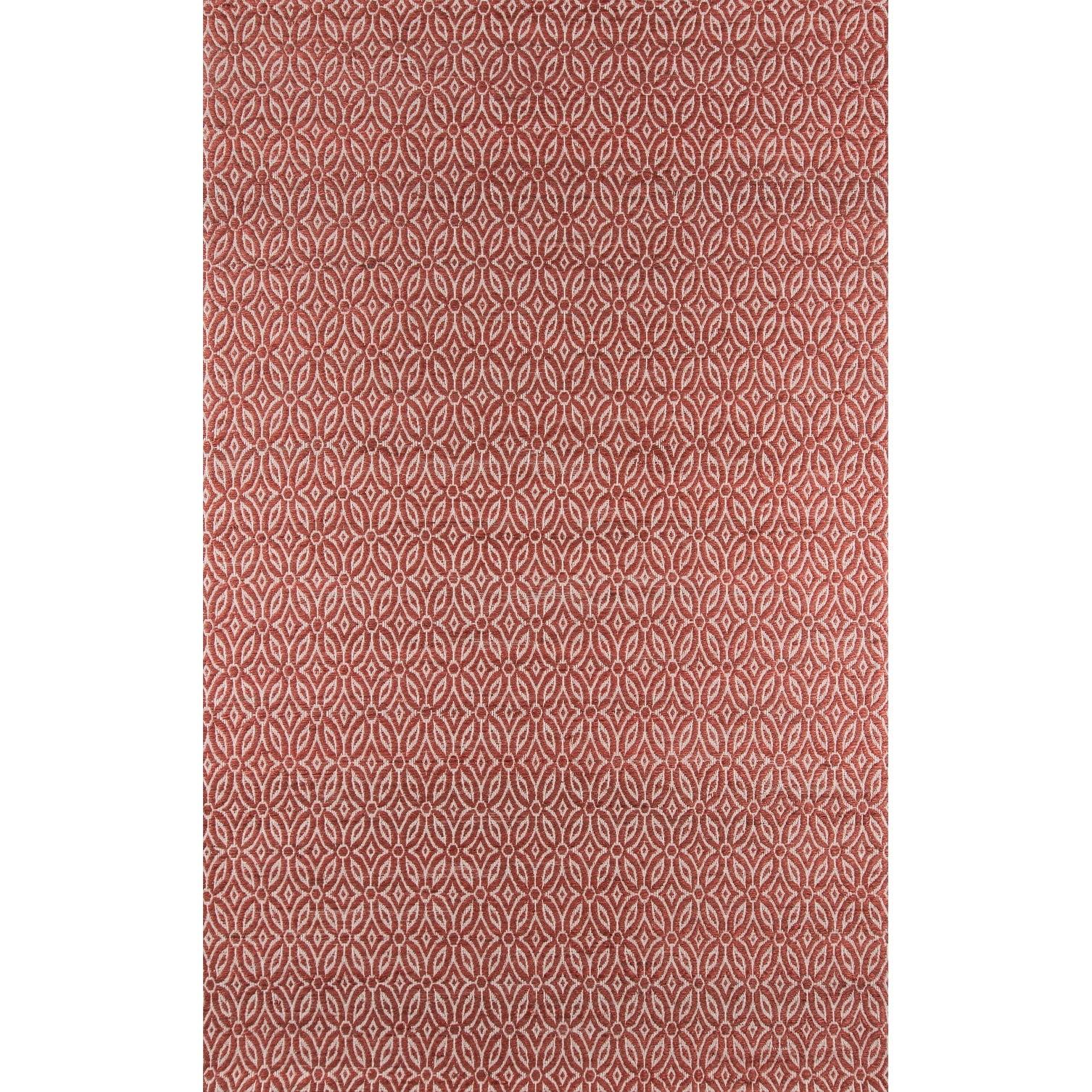 Handwoven Red Geometric Cotton and Jute Area Rug 5' x 8'