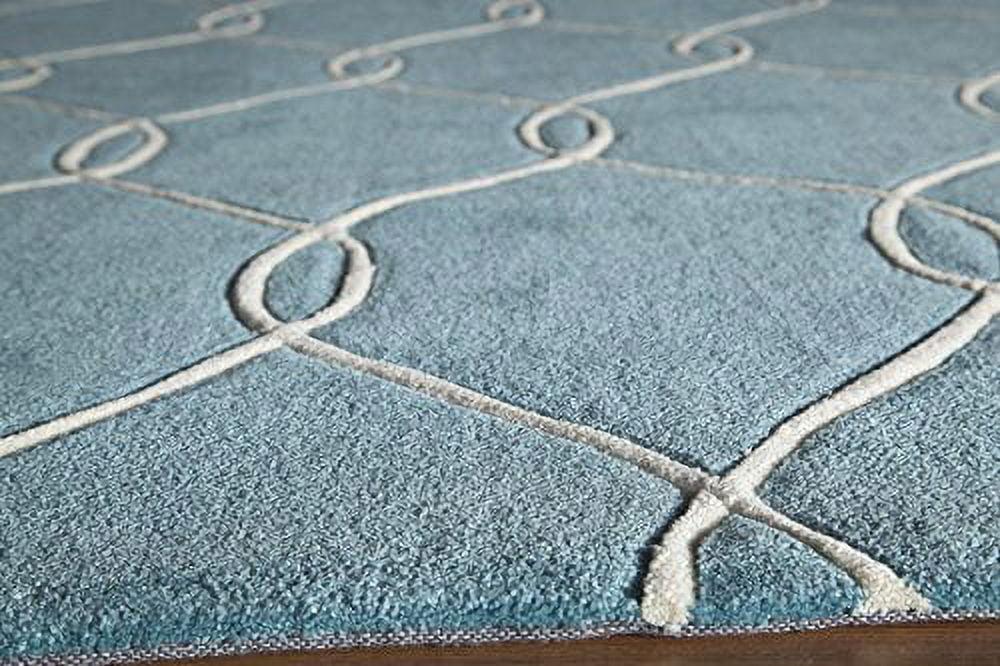 Momeni  Bliss Hand Tufted Polyester Contemporary Geometric Area Rug Teal 8' x 10' 8' x 10' Indoor, Handmade Ivory Rectangle