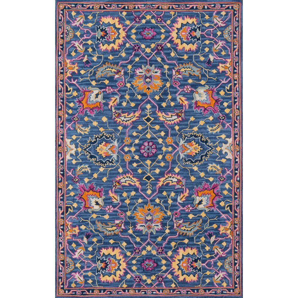 5'x8' Ibiza Oscar Area Rug Blue - Momeni: Wool Floral Tufted Large Botanical Rug, Medium Pile, Traditional Style