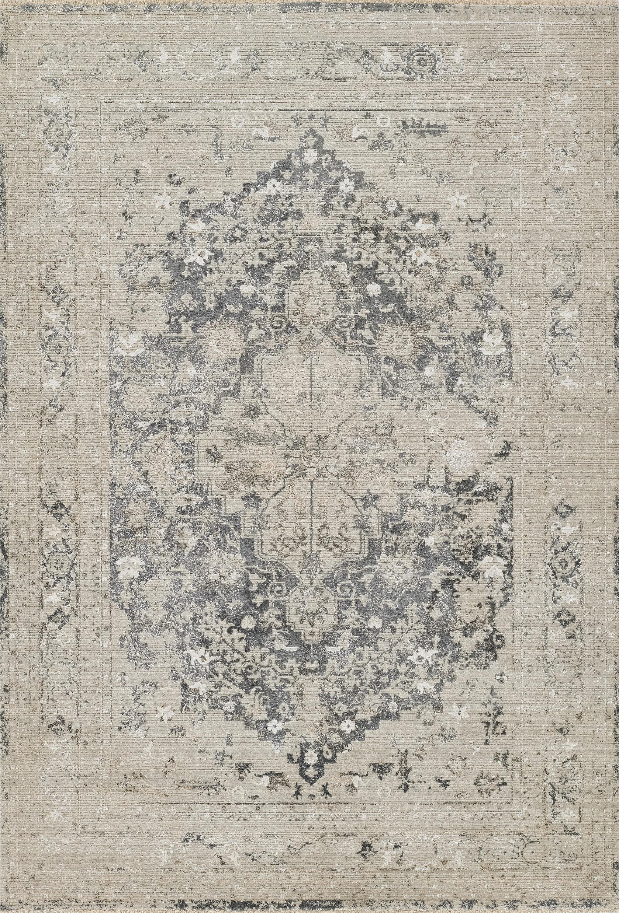 Momeni Cambridge Viscose and PES Medallion Charcoal Area Rug 2'2" X 3'11"