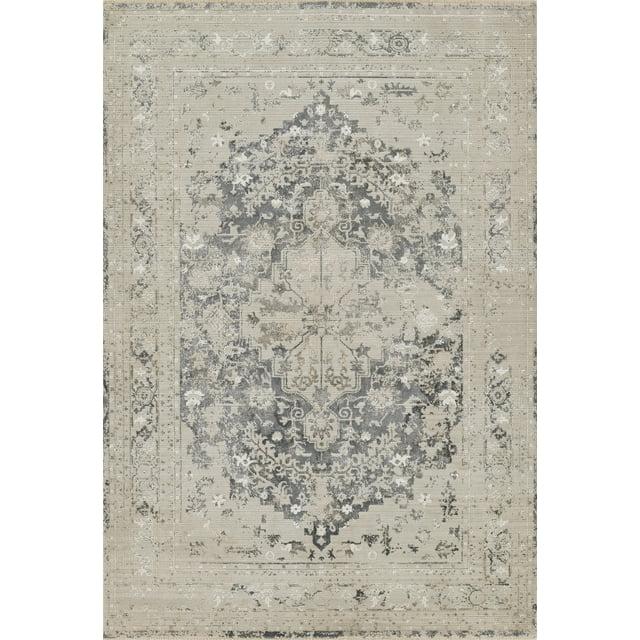 Momeni Cambridge Viscose and PES Medallion Charcoal Area Rug 2'2" X 3'11"