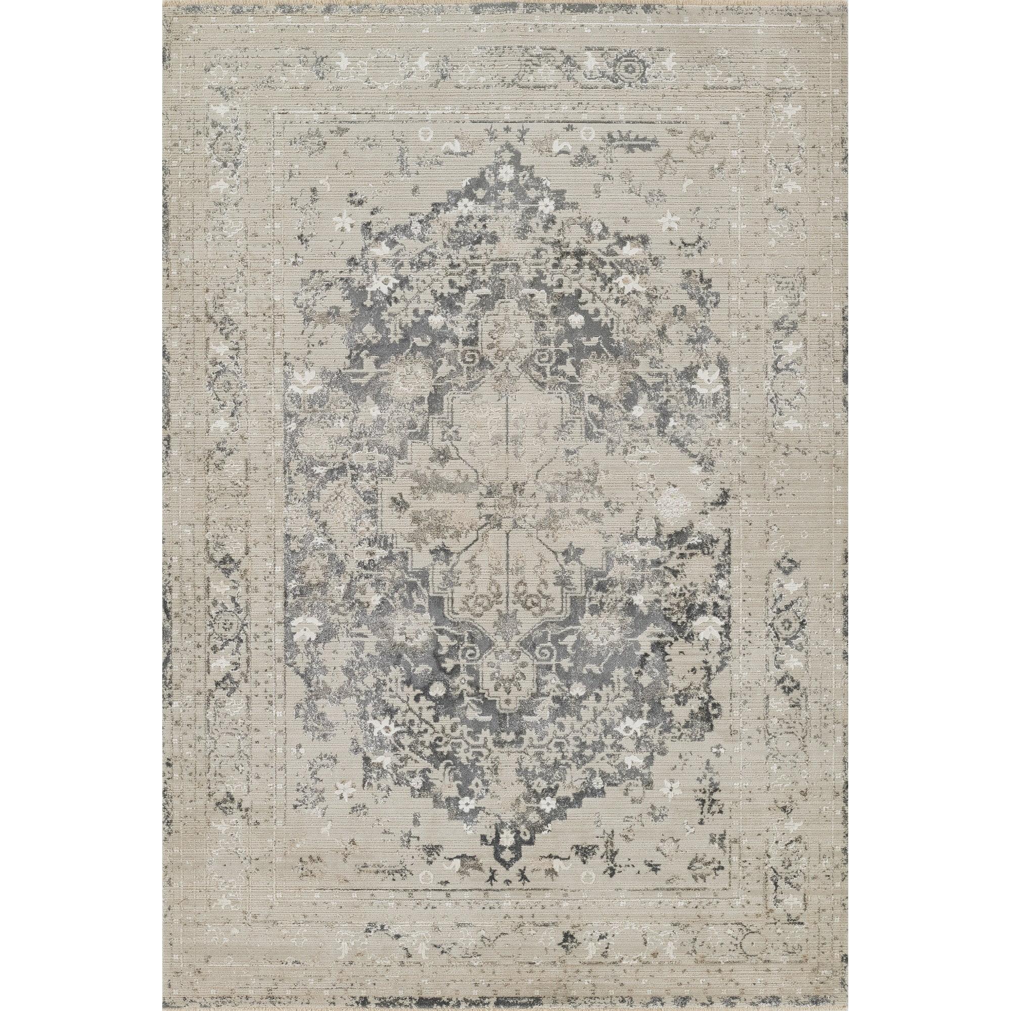 Momeni Cambridge Viscose and PES Medallion Charcoal Area Rug 3'11" X 5'5"