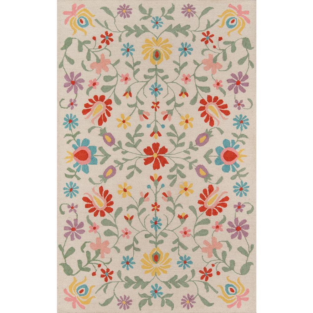 2'x3' Newport Accent Rug Ivory - Momeni: Wool, Floral Bohemian, Low Pile, Handmade, Indoor, Vacuum Rug