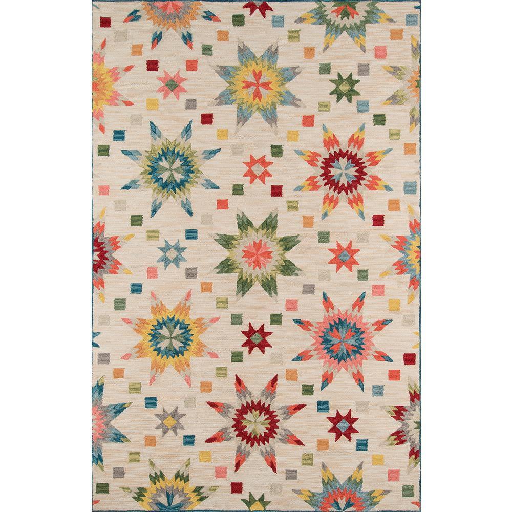 Momeni 8'x10' Geometric Tufted and Hooked Area Rug Beige: Handmade Low Pile Indoor Rug, Cotton Backing